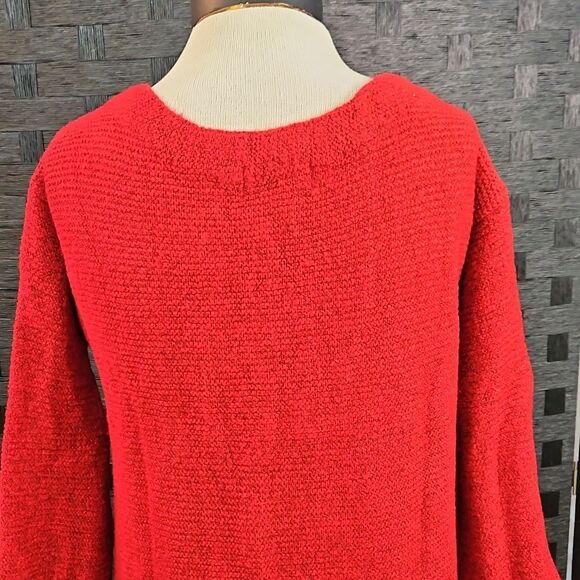 NWT Liz Claiborne Cabaret Red Crew Tunic Oversized Sweater Size Small - Picture 7 of 13